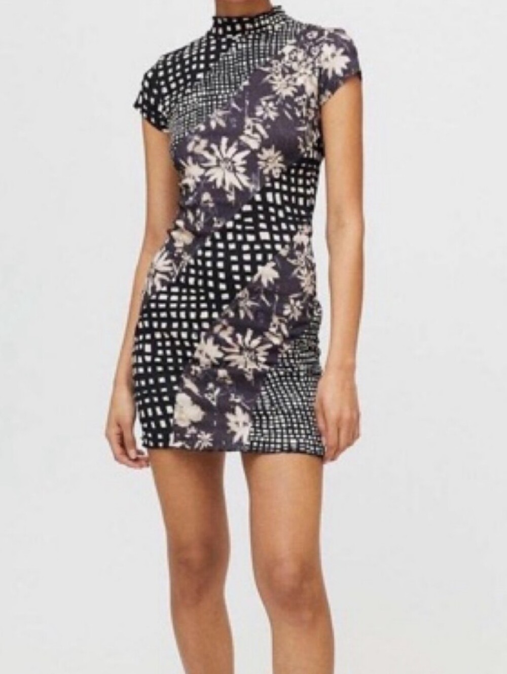 Urban Outfitters Nina Spliced Pattern Clash Mini Dress
